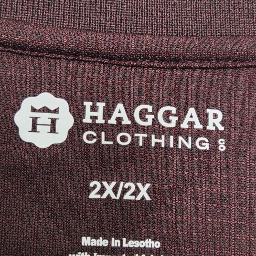 NEW Haggar Polo Shirt Mens 2 X Red Burgundy Performance Golf Short Sleeve UPF UV - Picture 4 of 9